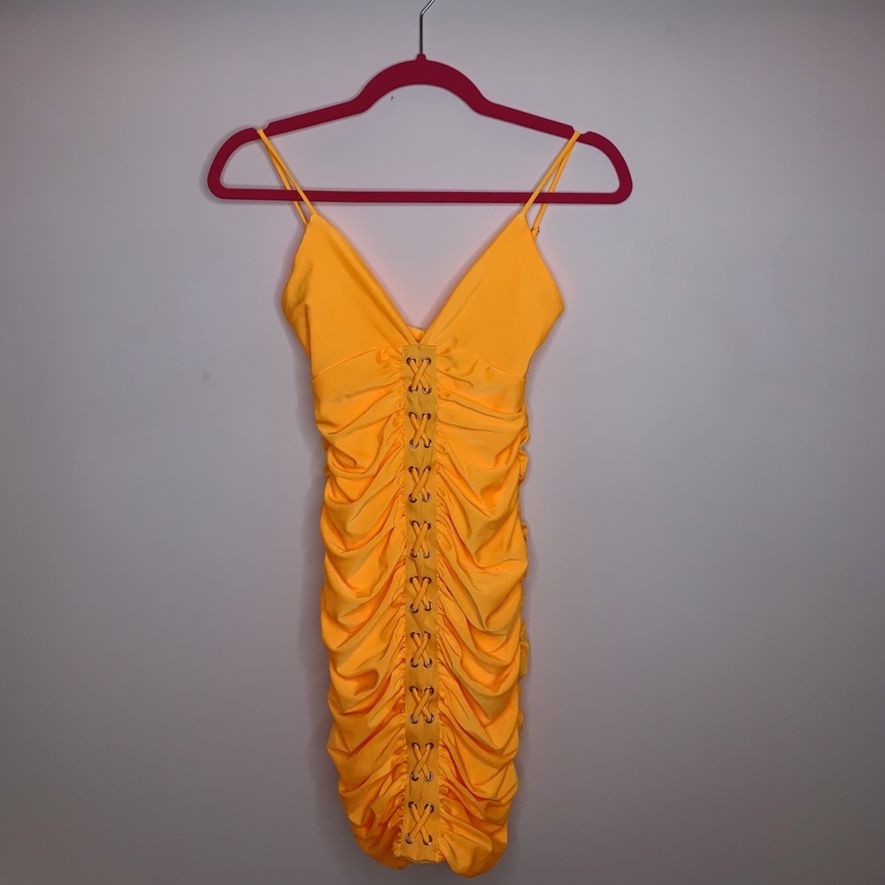 Sexy tight stretchy BRIGHT ORANGE mini dress